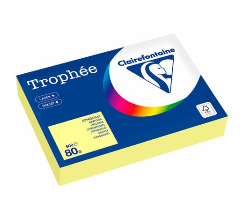 Бумага цветная CLAIREFONTAINE, А4, 80 г/м2, 500 л., пастель, лимонно-желтый, Франция, 1778PC