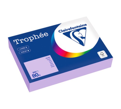 Бумага цветная CLAIREFONTAINE, А4, 80 г/м2, 500 л., пастель, бледно-лиловый, Франция, 1872PC