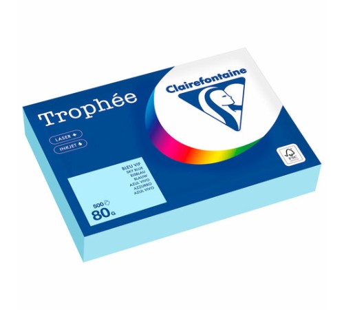 Бумага цветная CLAIREFONTAINE, А4, 80 г/м2, 500 л., пастель, небесно-голубой, Франция, 1798PC