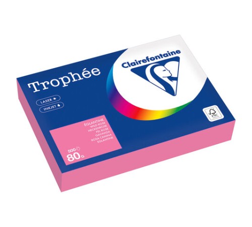 Бумага цветная CLAIREFONTAINE, А4, 80 г/м2, 500 л., пастель, розовый, Франция, 1997PC