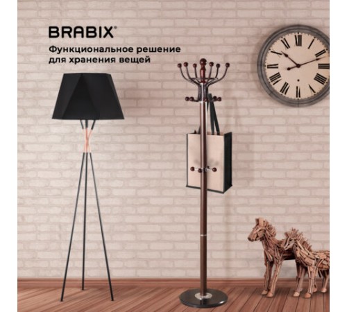 Вешалка-стойка BRABIX "CR-282", металл/мрамор, 1,8 м, на диске диаметром 36 см, 6 крючков + 4 дополнительных, коричневая, 601745 Вешалка-стойка BRABIX "CR-282", металл/мрамор, 1,8 м, на диске диаметром 36 см, 6 крючков + 4 дополнительных, коричневая, 601745