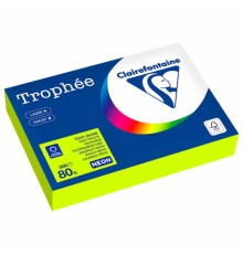 Бумага цветная CLAIREFONTAINE, А4, 80 г/м2, 500 л., неон, желтый, Франция, 2977PC