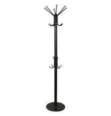 Вешалка-стойка SHT-CR450, 1,86 м, диск 37 см, 6 крючков + 4 дополнительных, металл/мрамор, черная, В1-50