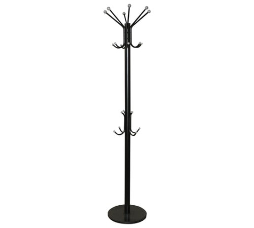 Вешалка-стойка SHT-CR450, 1,86 м, диск 37 см, 6 крючков + 4 дополнительных, металл/мрамор, черная, В1-50