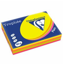 Бумага цветная CLAIREFONTAINE, А4, 80 г/м2, 500 л. (4 цвета x 125 л.), микс неон, Франция, 1705SC