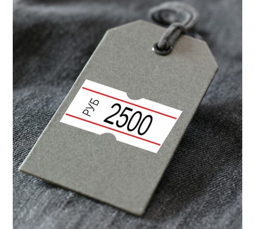 Этикет-лента 21х12 мм, прямоугольная, белая с красной полосой, КОМПЛЕКТ 10 рулонов по 1000 этикеток, 117546