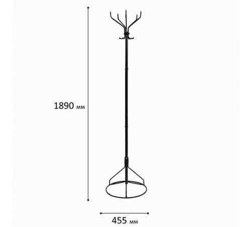 Вешалка-стойка "Ажур-2", 1,89 м, основание 46 см, 5 крючков, металл, черная