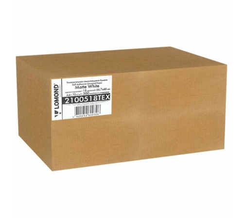 Этикетка самоклеящаяся 66,7х46 мм, 18 этикеток, белая, 70 г/м2, 500 л., LOMOND, 2100518ТЕХ