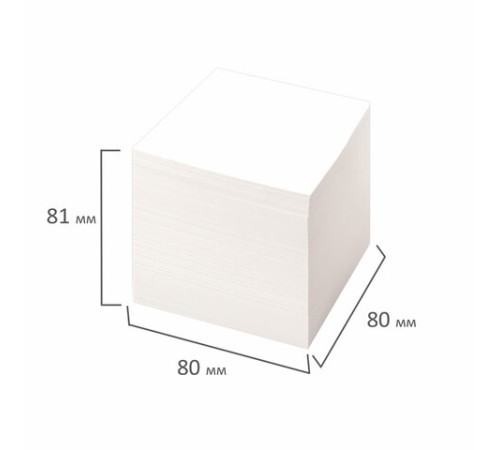 Блок для записей STAFF, проклеенный, куб 8х8 см,1000 листов, белый, белизна 90-92%, 120382