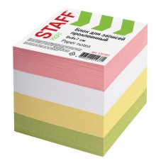Блок для записей STAFF, проклеенный, куб 8х8 см, 800 листов, цветной, 120383