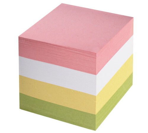 Блок для записей STAFF, проклеенный, куб 8х8 см, 800 листов, цветной, 120383