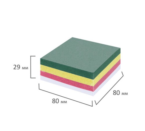 Блок для записей STAFF, проклеенный, куб 8х8 см, 350 листов, цветной, 120384