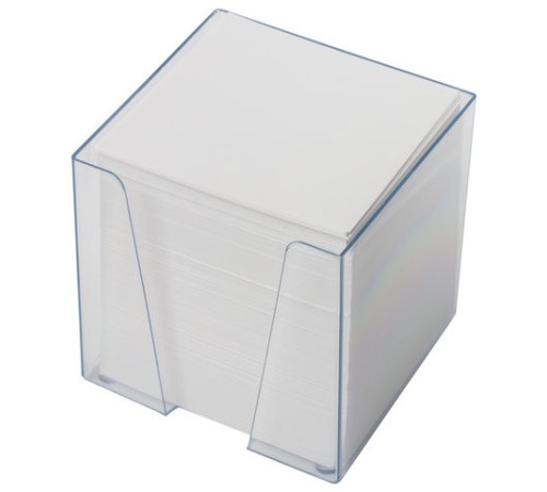 Блок для записей BRAUBERG в подставке прозрачной, куб 9х9х9 см, белый, белизна 95-98%, 122223