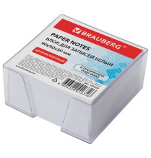 Блок для записей BRAUBERG в подставке прозрачной, куб 9х9х5 см, белый, белизна 95-98%, 122224