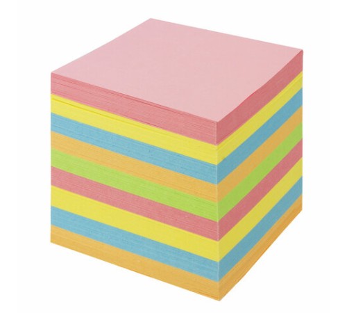 Блок для записей BRAUBERG в подставке прозрачной, куб 9х9х9 см, цветной, 122225