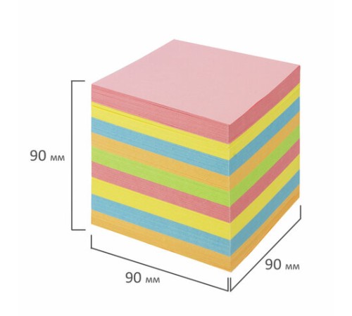 Блок для записей BRAUBERG в подставке прозрачной, куб 9х9х9 см, цветной, 122225