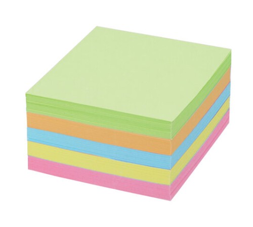 Блок для записей BRAUBERG в подставке прозрачной, куб 9х9х5 см, цветной, 122226