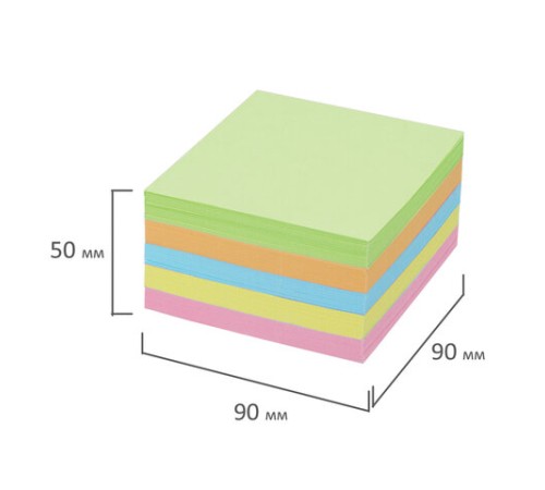 Блок для записей BRAUBERG в подставке прозрачной, куб 9х9х5 см, цветной, 122226
