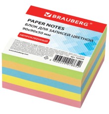 Блок для записей BRAUBERG непроклеенный, куб 9х9х5 см, цветной, 122339