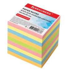 Блок для записей BRAUBERG непроклеенный, куб 9х9х9 см, цветной, 122341