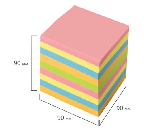 Блок для записей BRAUBERG непроклеенный, куб 9х9х9 см, цветной, 122341