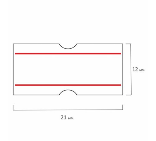 Этикет-лента 21х12 мм, прямоугольная, белая с красной полосой, комплект 5 рулонов по 600 шт., BRAUBERG, 123568