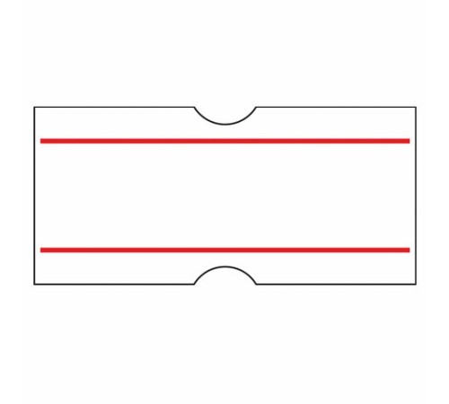 Этикет-лента 21х12 мм, прямоугольная, белая с красной полосой, комплект 5 рулонов по 600 шт., BRAUBERG, 123568