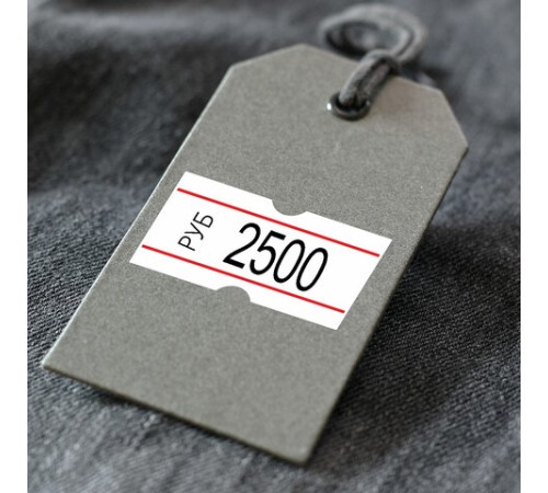 Этикет-лента 21х12 мм, прямоугольная, белая с красной полосой, комплект 5 рулонов по 600 шт., BRAUBERG, 123568