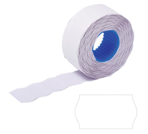 Этикет-лента 22х12 мм, волна, белая, комплект 5 рулонов по 800 шт., BRAUBERG, 123572