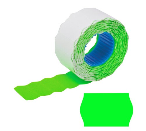 Этикет-лента 22х12 мм, волна, зеленая, комплект 5 рулонов по 800 шт., BRAUBERG, 123575