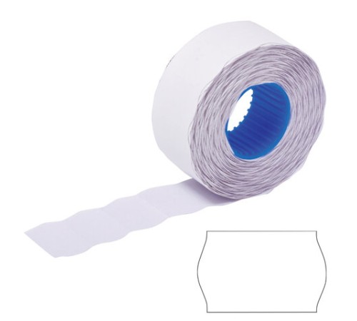 Этикет-лента 26х16 мм, волна, белая, комплект 5 рулонов по 800 шт., BRAUBERG, 123580