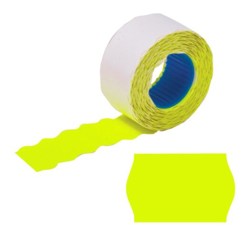 Этикет-лента 26х16 мм, волна, желтая, комплект 5 рулонов по 800 шт., BRAUBERG, 123581