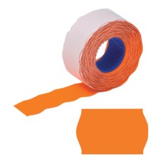 Этикет-лента 26х16 мм, волна, оранжевая, комплект 5 рулонов по 800 шт., BRAUBERG, 123582