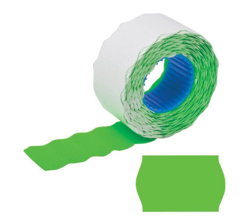 Этикет-лента 26х16 мм, волна, зеленая, комплект 5 рулонов по 800 шт., BRAUBERG, 123583