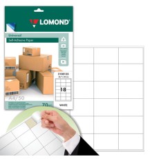 Этикетка самоклеящаяся 66,7х46 мм, 18 этикеток, белая, 70 г/м2, 50 листов, LOMOND, 2100135