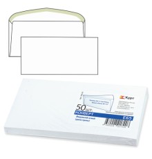 Конверты Е65 (110х220 мм), клей, 80 г/м2, КОМПЛЕКТ 50 шт., клапан автомат, 206.50