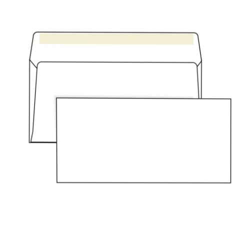 Конверты Е65 (110х220 мм), клей, 80 г/м2, КОМПЛЕКТ 1000 шт., 00075