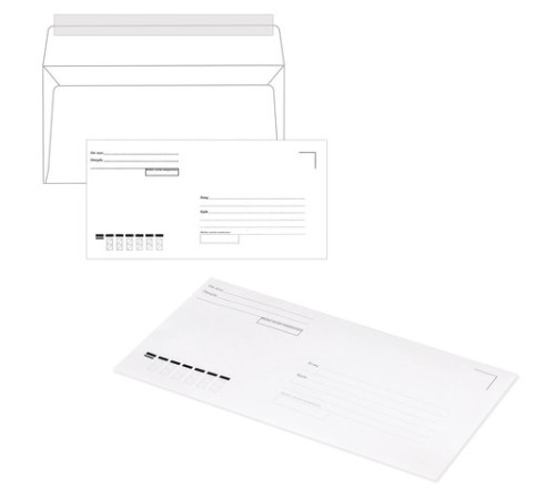 Конверты Е65 (110х220 мм), отрывная лента, 