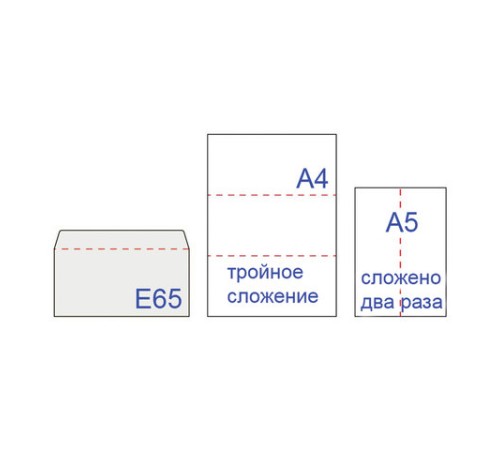 Конверты Е65 (110х220 мм), отрывная лента, 