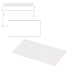 Конверты Е65 (110х220 мм), отрывная лента, 80 г/м2, КОМПЛЕКТ 1000 шт., 41623