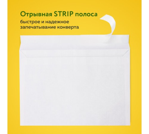 Конверты С5 (162х229 мм), отрывная лента, 80 г/м2, КОМПЛЕКТ 1000 шт., 41737