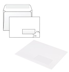Конверты С5 (162х229 мм) ПРАВОЕ ОКНО, отрывная лента, 80 г/м2, КОМПЛЕКТ 1000 шт., 41551
