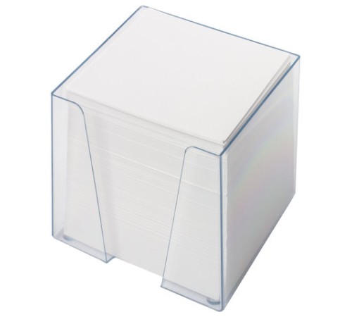 Блок для записей ОФИСМАГ в подставке прозрачной, куб 9х9х9 см, белый, белизна 95-98%, 127798
