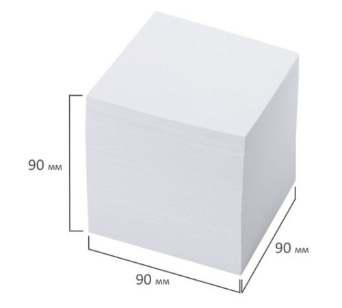 Блок для записей ОФИСМАГ в подставке прозрачной, куб 9х9х9 см, белый, белизна 95-98%, 127798