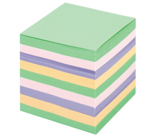 Блок для записей ОФИСМАГ в подставке прозрачной, куб 9х9х9 см, цветной, 127799