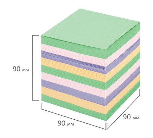 Блок для записей ОФИСМАГ в подставке прозрачной, куб 9х9х9 см, цветной, 127799