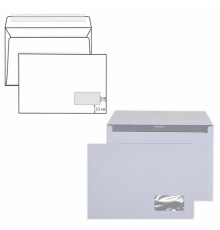 Конверты С4 (229х324 мм) ПРАВОЕ ОКНО, отрывная лента, 90 г/м2, КОМПЛЕКТ 500 шт., внутренняя запечатка, 121102