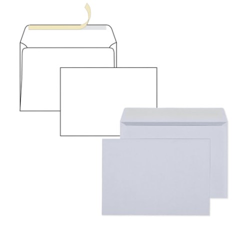 Конверты С5 (162х229 мм), отрывная лента, 80 г/м2, КОМПЛЕКТ 1000 шт., внутренняя запечатка, С5.01С