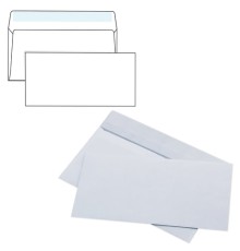 Конверты E65 (110х220 мм), отрывная лента, 80 г/м2, КОМПЛЕКТ 1000 шт., внутренняя запечатка, Е65.01С