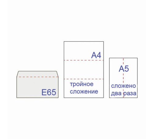 Конверты E65 (110х220 мм), отрывная лента, 